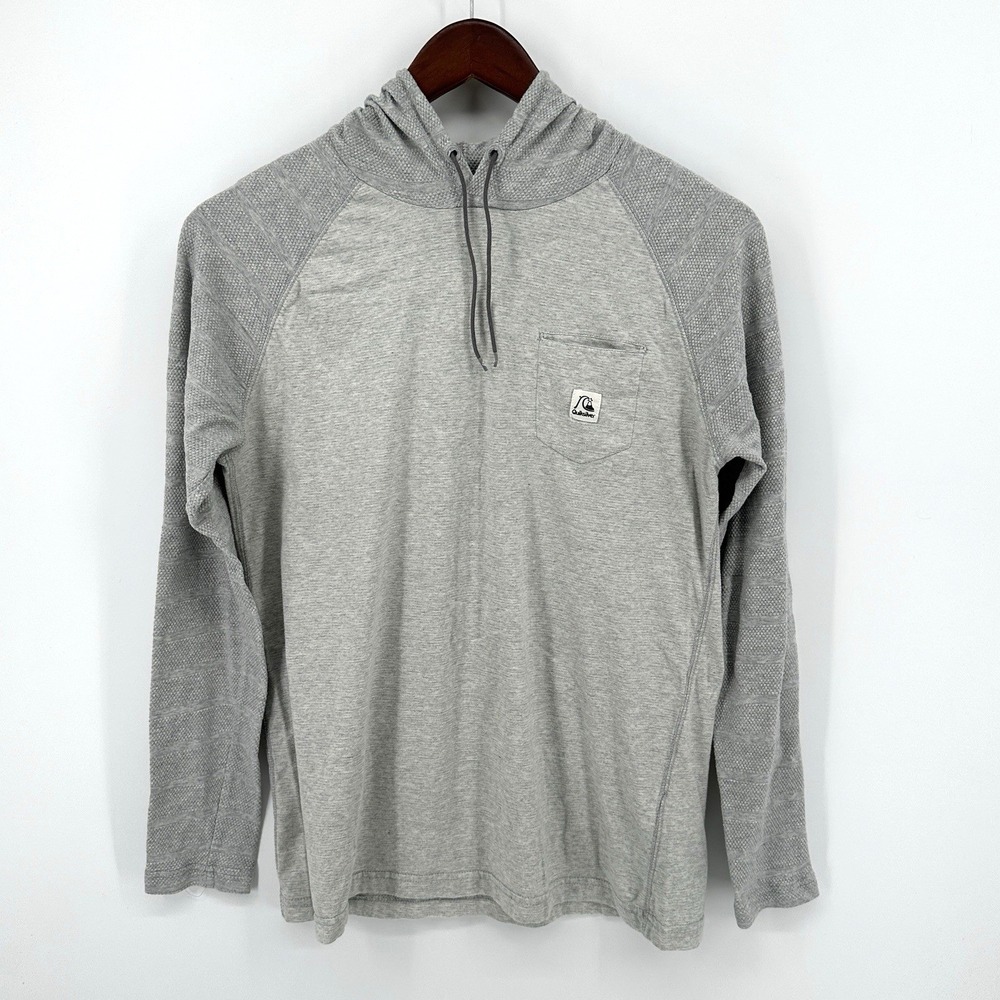 Quiksilver Teen Hoodie Sweatshirt L Gray Modern Fit Surfing Boarding Beach